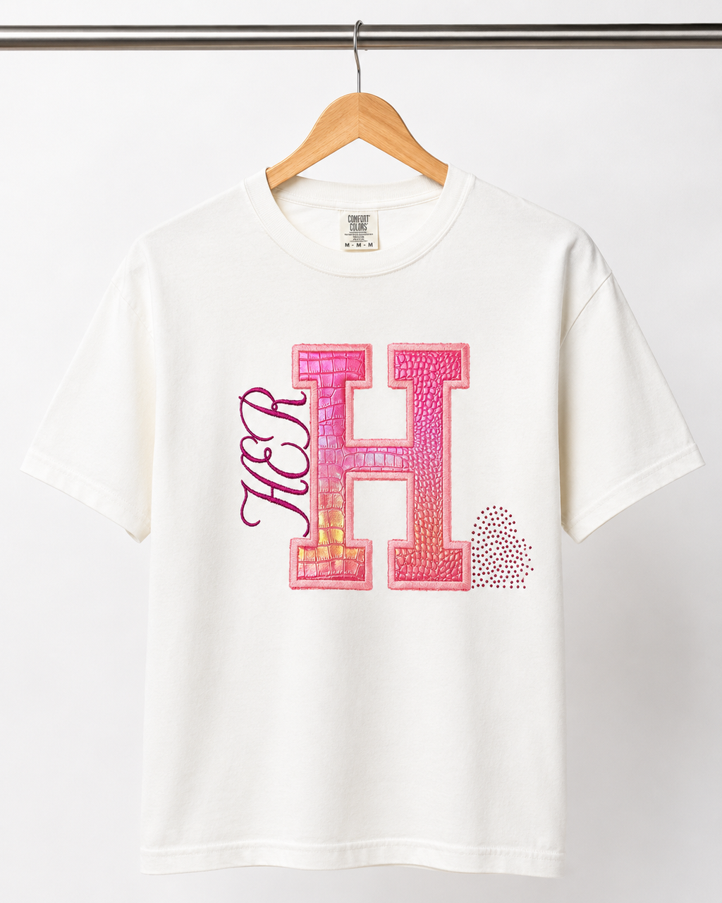 Pink Faux Leather Iridescent Tee