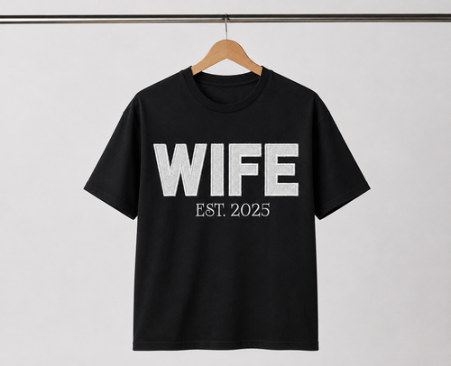Customizable WIFE — Glitter & Embroidered Tee